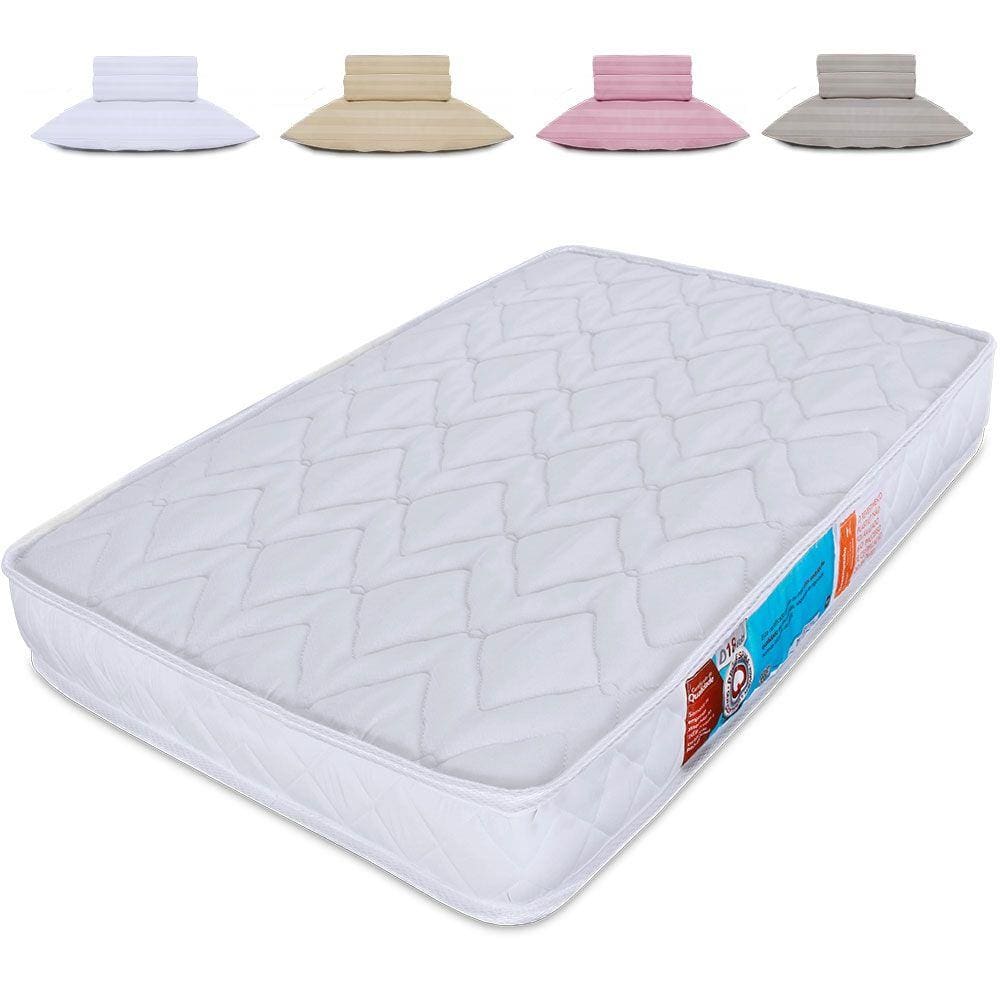 Kit Colchão Para Chiqueirinho Cercadinho Mini Berço + Jogo Cama Lençol 3 Peças 100% Algodão Percal 300 Fios 100x70x10cm - BF Colchões