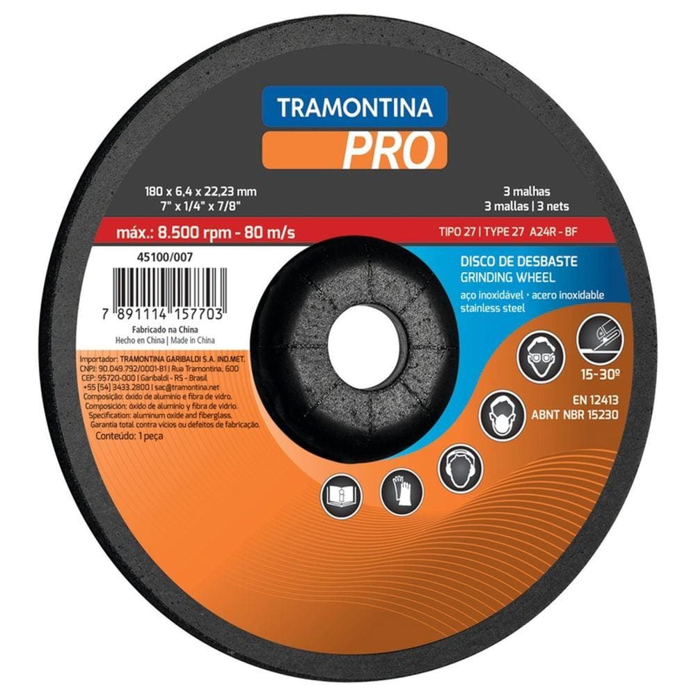 Disco de Desbaste para Aço Inox 4.1/2" Tramontina PRO Tramontina