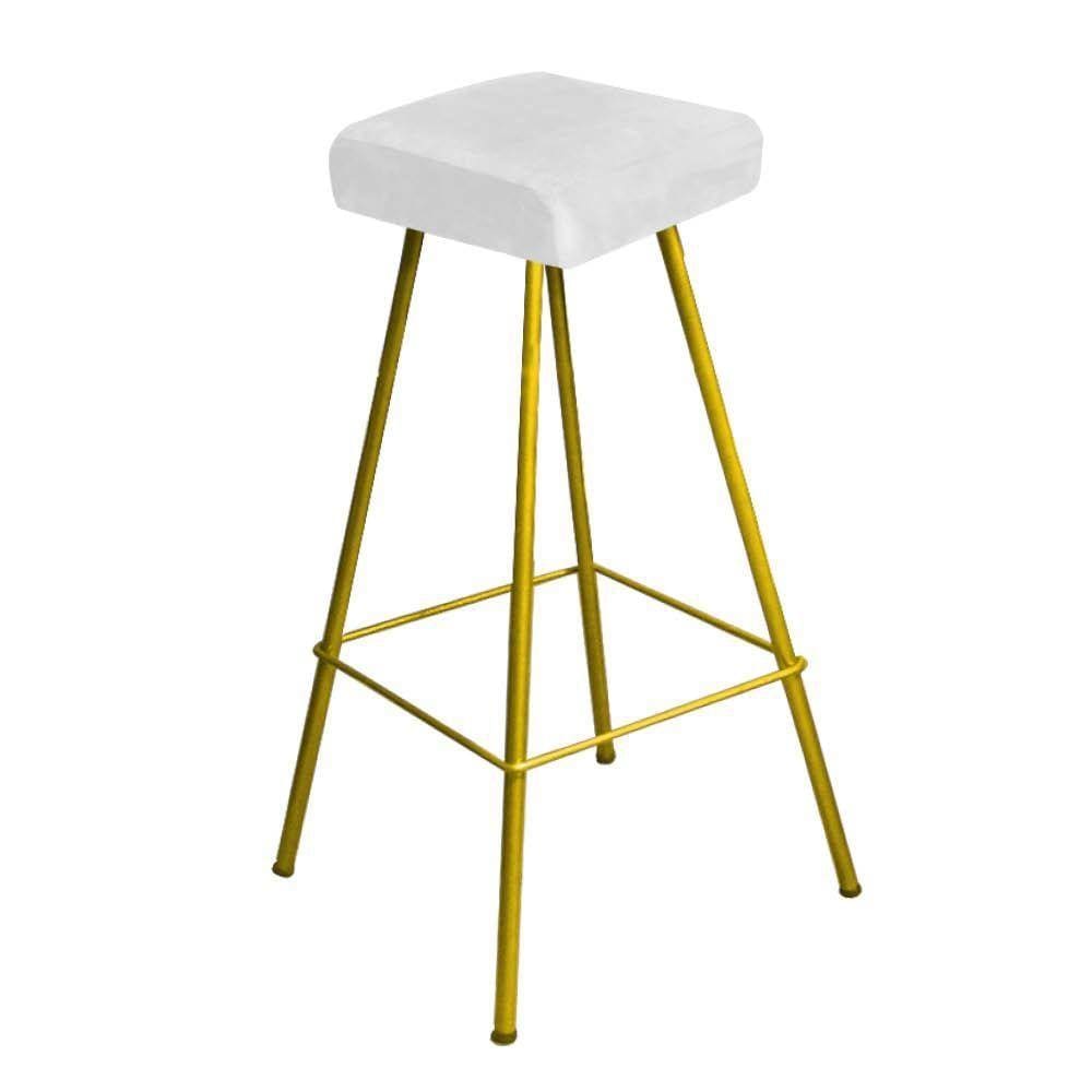 Kit 06 Banqueta Alta Lira Dourado Branco