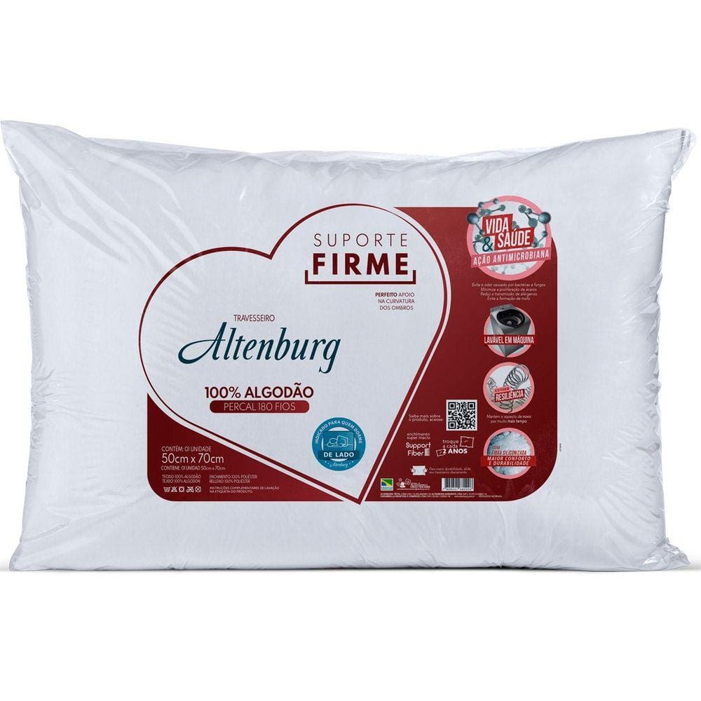 Travesseiro Altenburg Suporte Firme Percal 180 Fios
