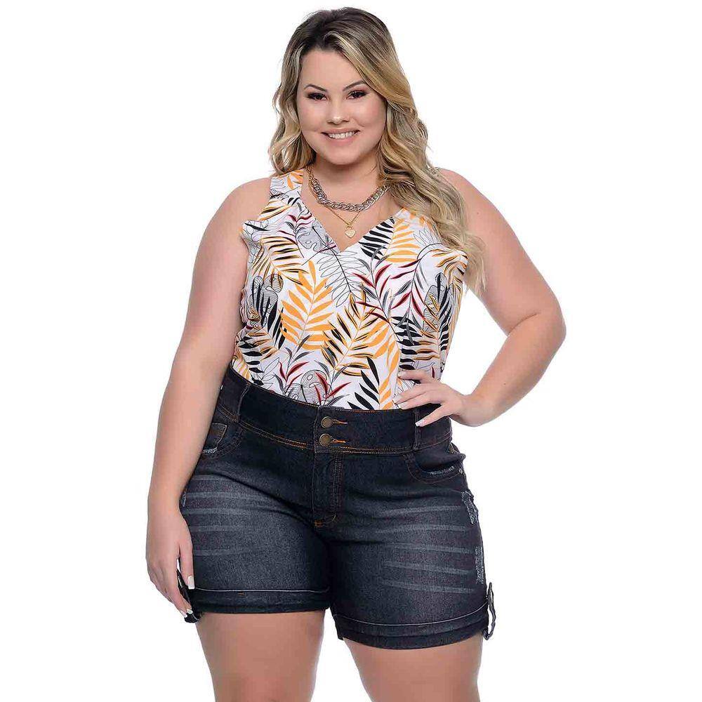 short jeans preto plus size