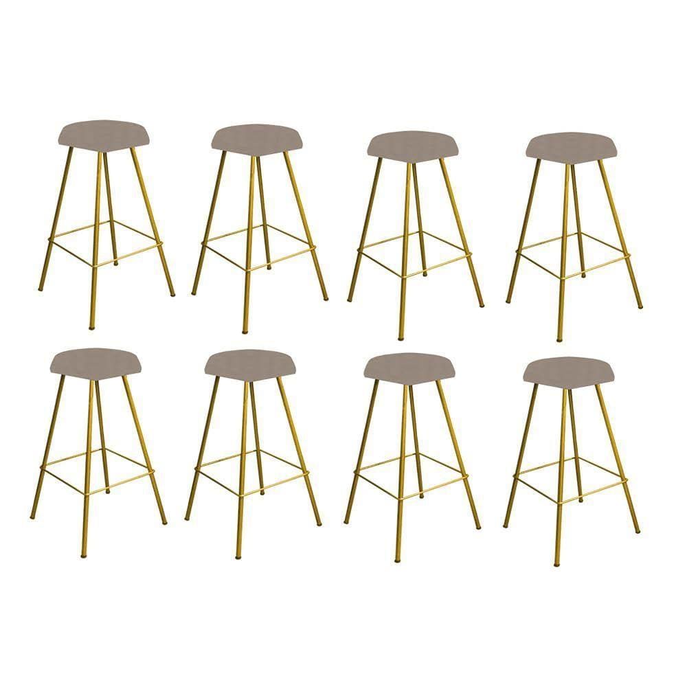 Kit 08 Banqueta Alta Lari Eiffel Dourado Bege