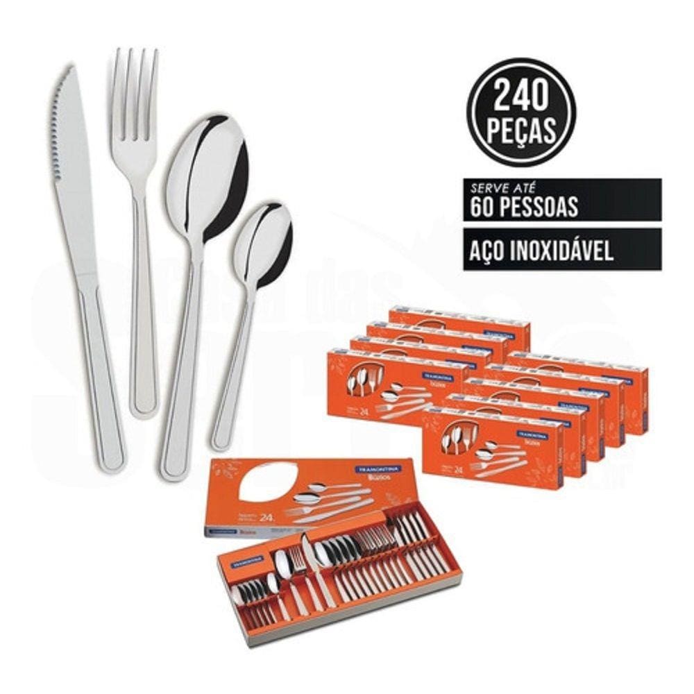 Faqueiro 24 Peças Buzios Inox 23799071 Tramontina - Kit C/10