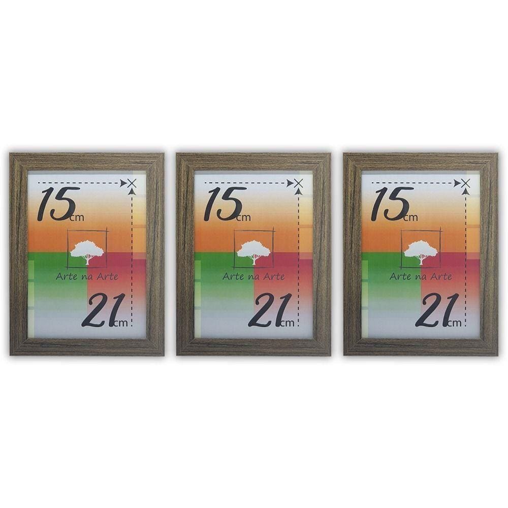 Porta-retratos Kit 3 Quadros Molduras Com Vidro