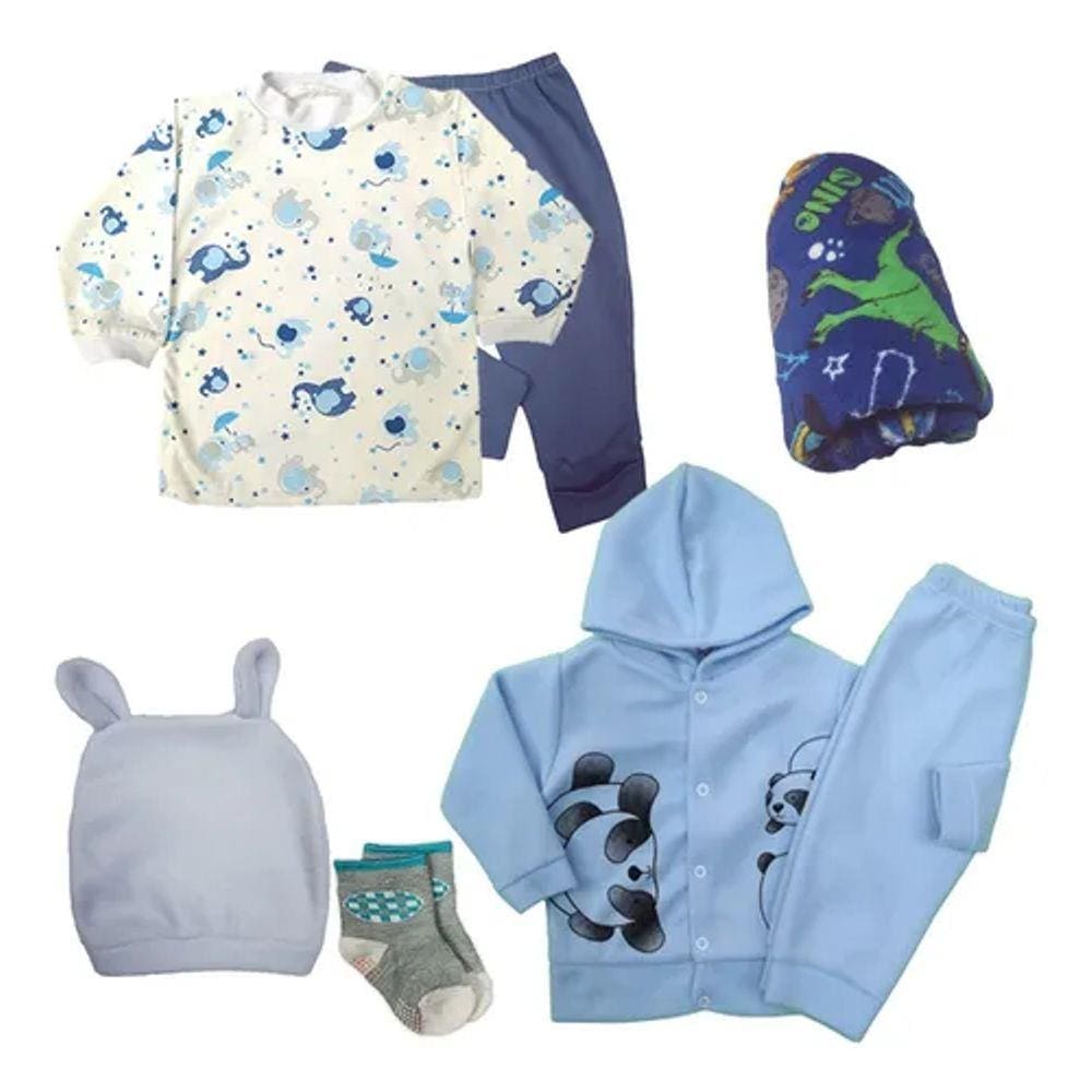 Kit Roupinha de Bebê 7 Pçs Inverno Conjunto Soft Touca Manta