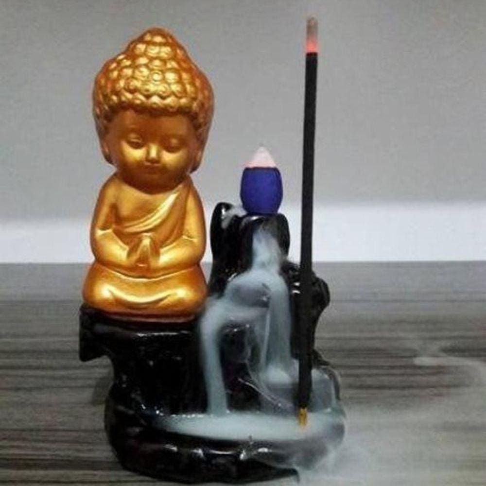 Incensário Cascata Budinha +10 Incensos Cones
