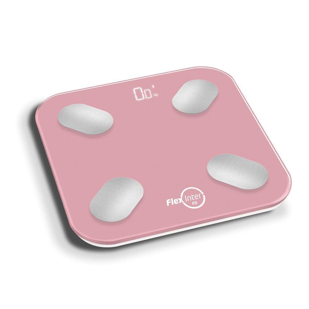 Balanca Digital Smart Corporal Bioimpedancia App Rosa FlexInter