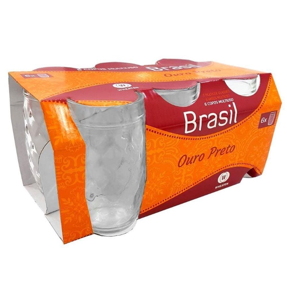 Jogo de Copo Ouro Preto Crystal 6 Peças 026 - Wheaton