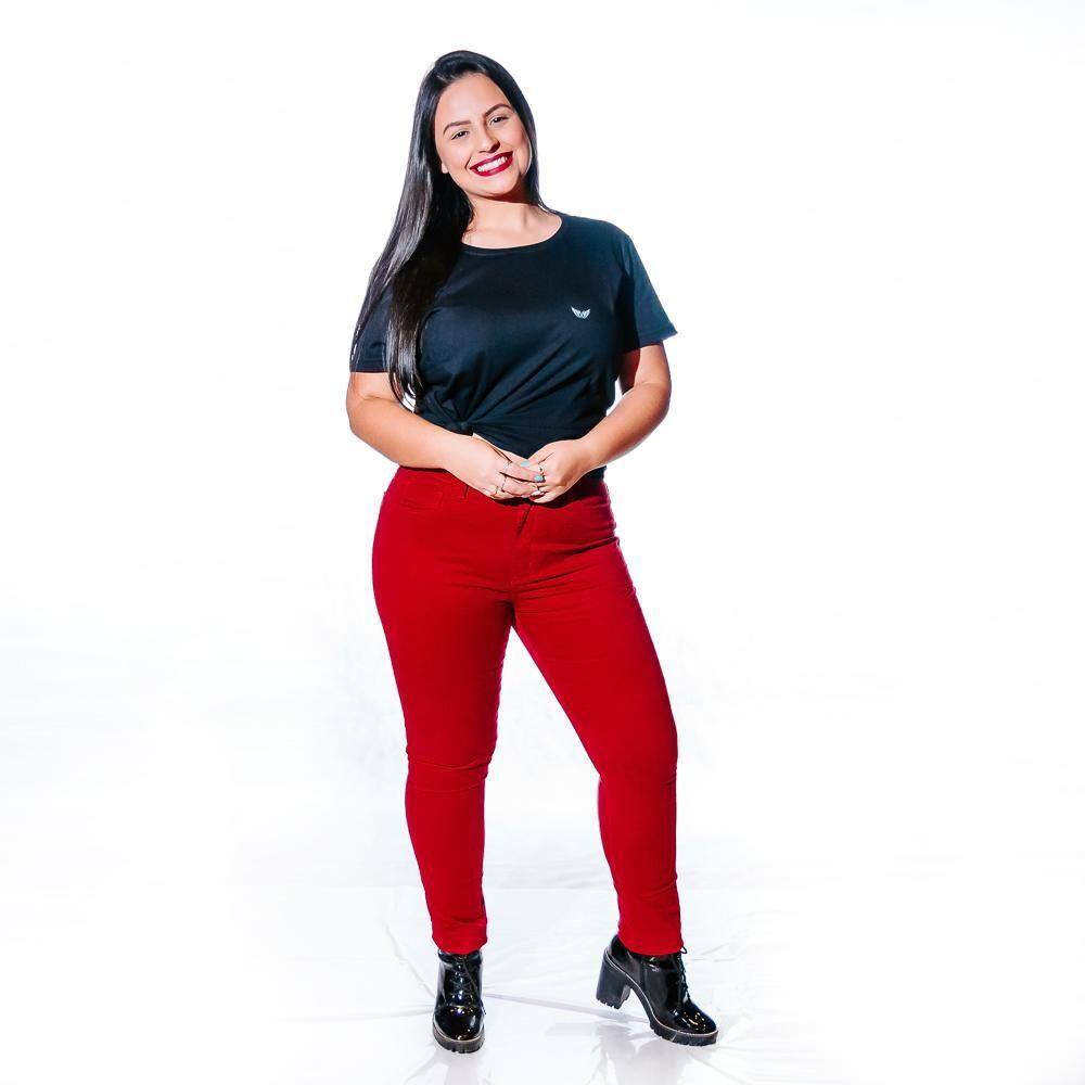 Calça Feminina Skinny Conforto Justa Zíper Bolso Dia a Dia