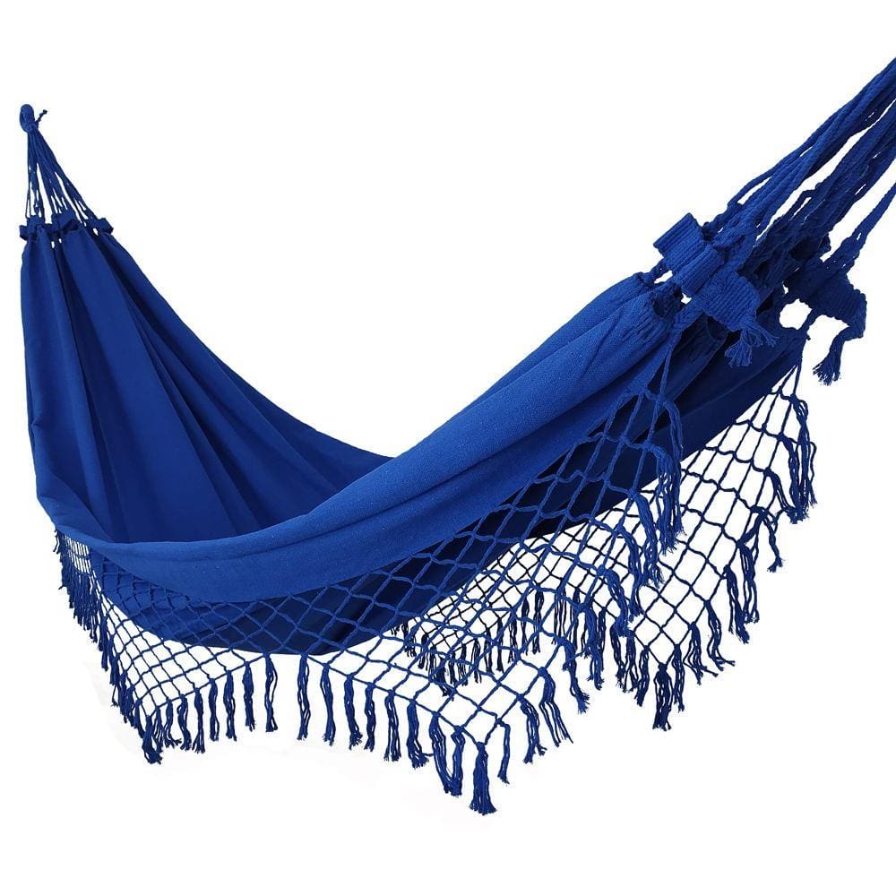 Rede de Dormir Azul Royal Casal Costura Reforçada