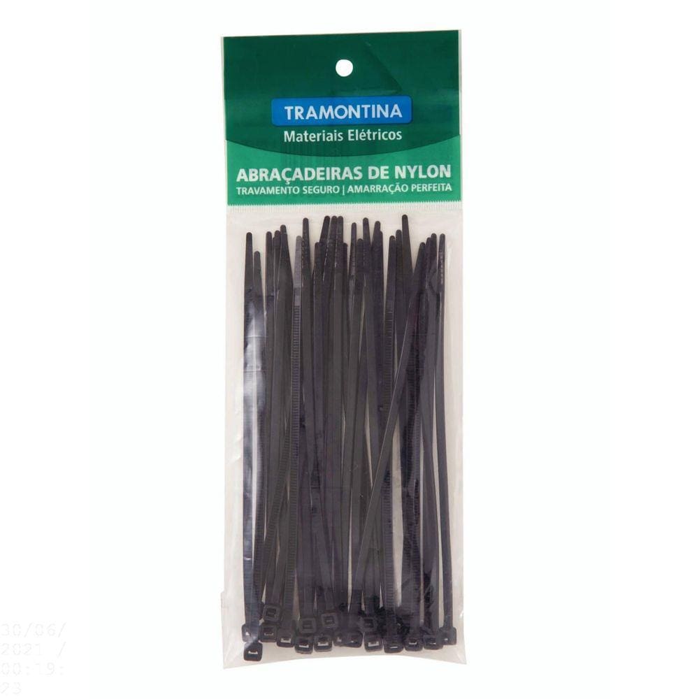 Abraçadeira de Nylon 108x2,5x1 mm Tramontina Preta Tramontina