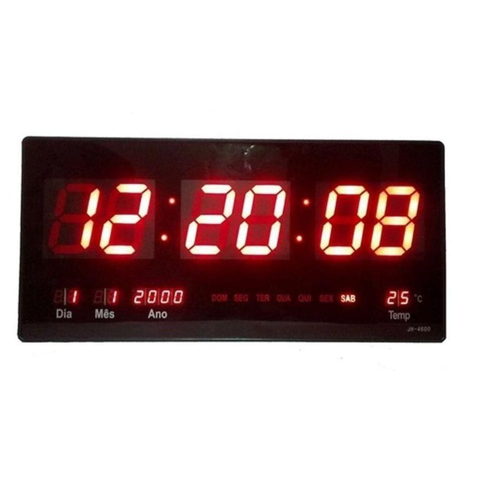 Relógio De Parede Led Digital Data Tempe 46 Cm Calendário