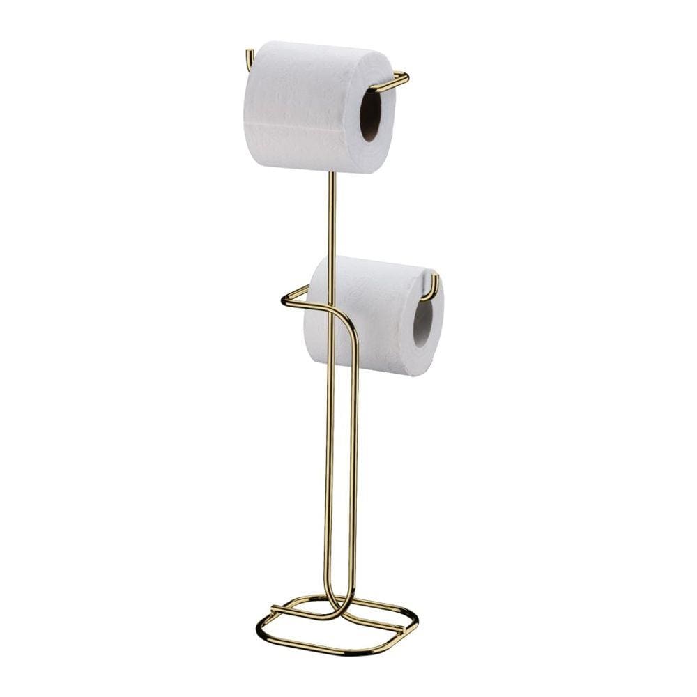 Suporte Porta Papel Higiênico Duplo De Chão Dourado - 1176DD Future