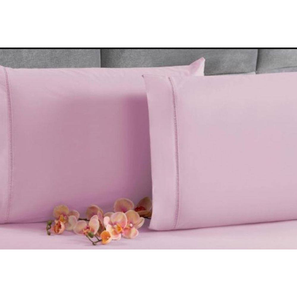 Kit 2 Fronha Avulsa Percal 200 Fios Ponto Palito Rosa
