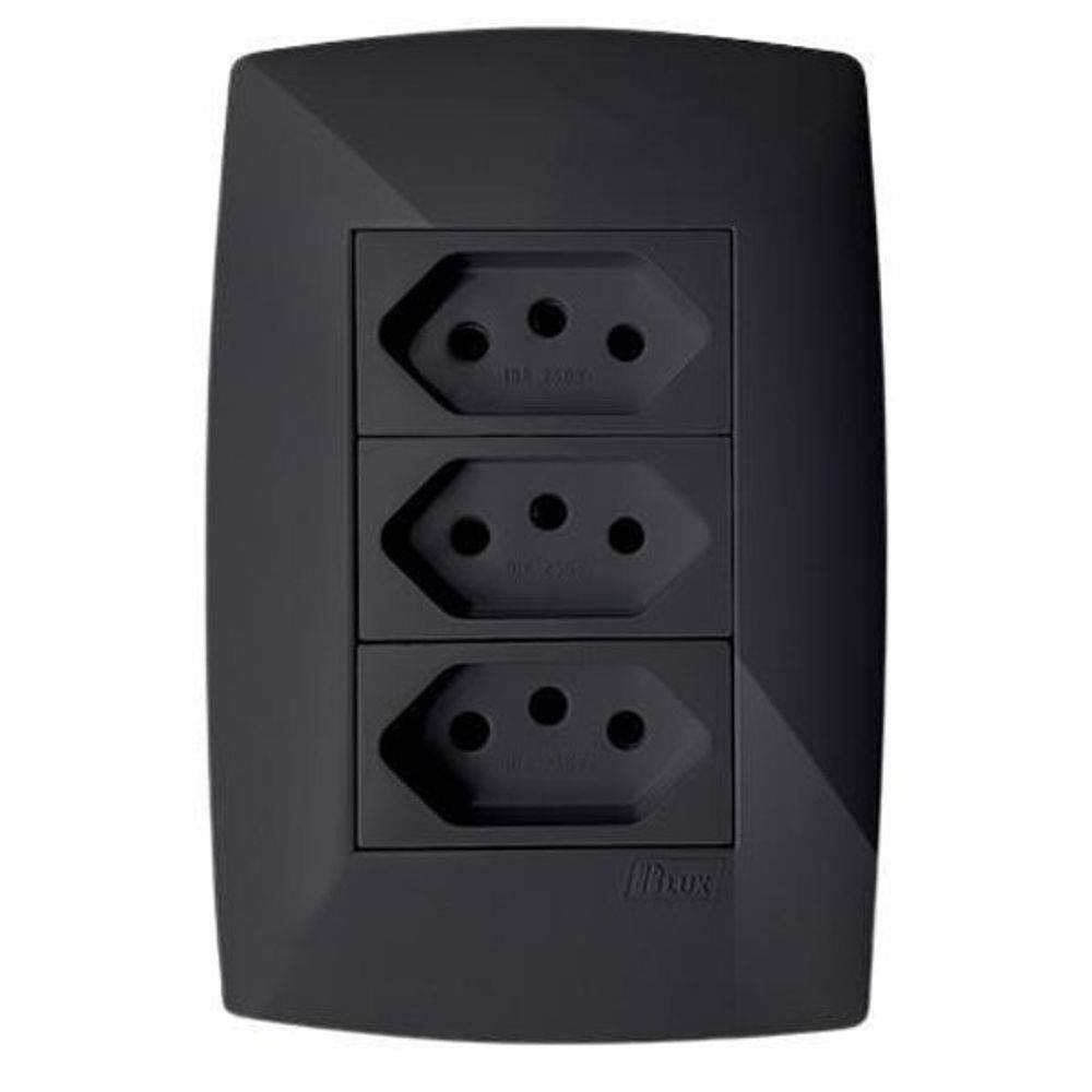 Tomada Tripla 20A 4X2 - Blux Home Grafite - Bh9046-8Gf