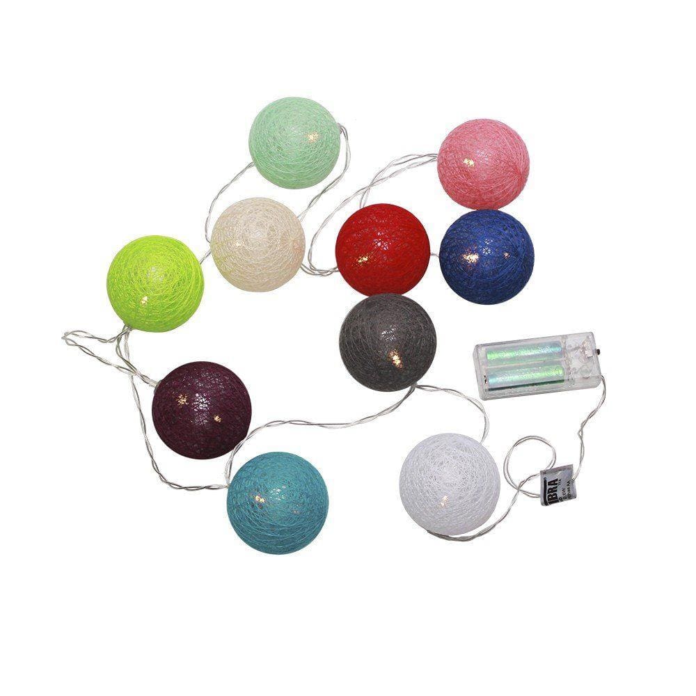 Cordão Natalino Led Enfeite Luminoso 10 Bolas Coloridas Taschibra