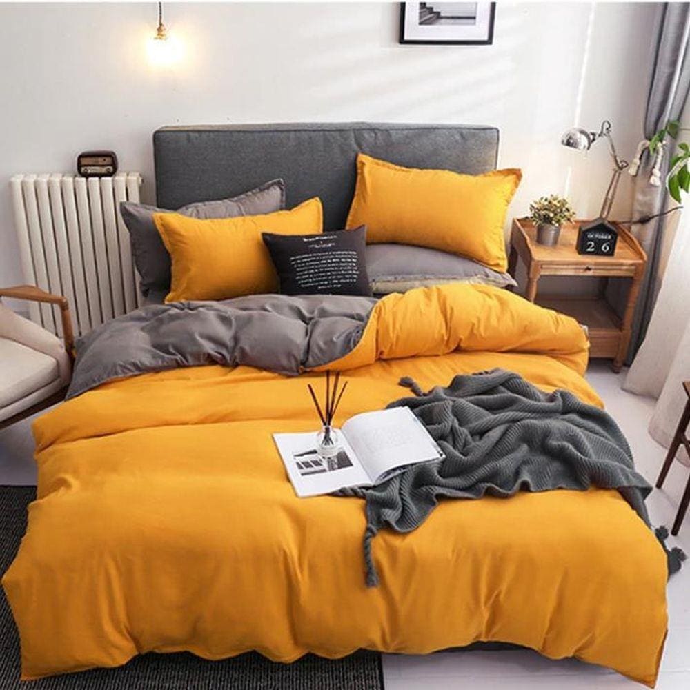 Jogo De Cama Solteiro Completo 7 Peças Com Edredom Sun Grey