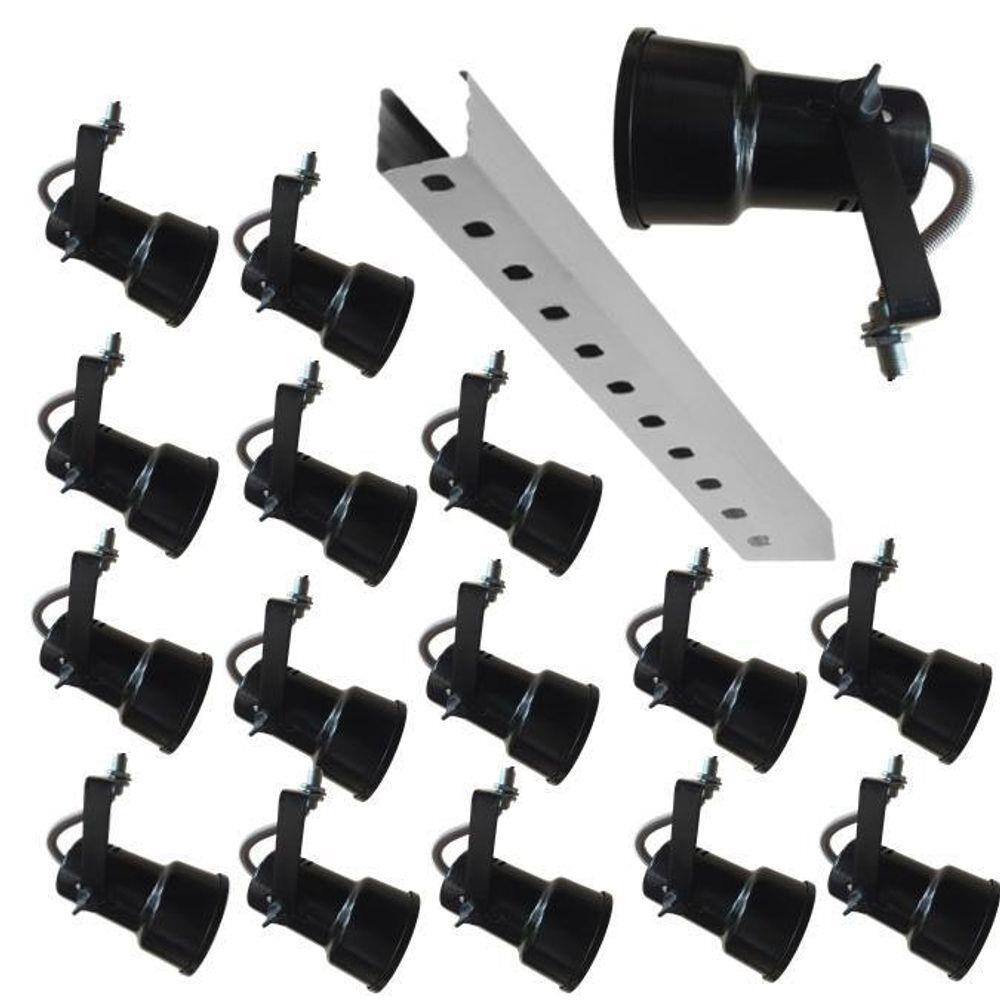 Spot Para Trilho Eletrocalha 15 Peças Lam Led Bulbo/Par 20