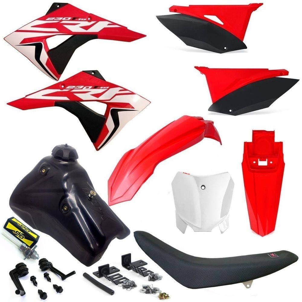 Kit Carenagem Plástico Crf 230 Tanque 7 Litros C/ Torneira  Number Plate