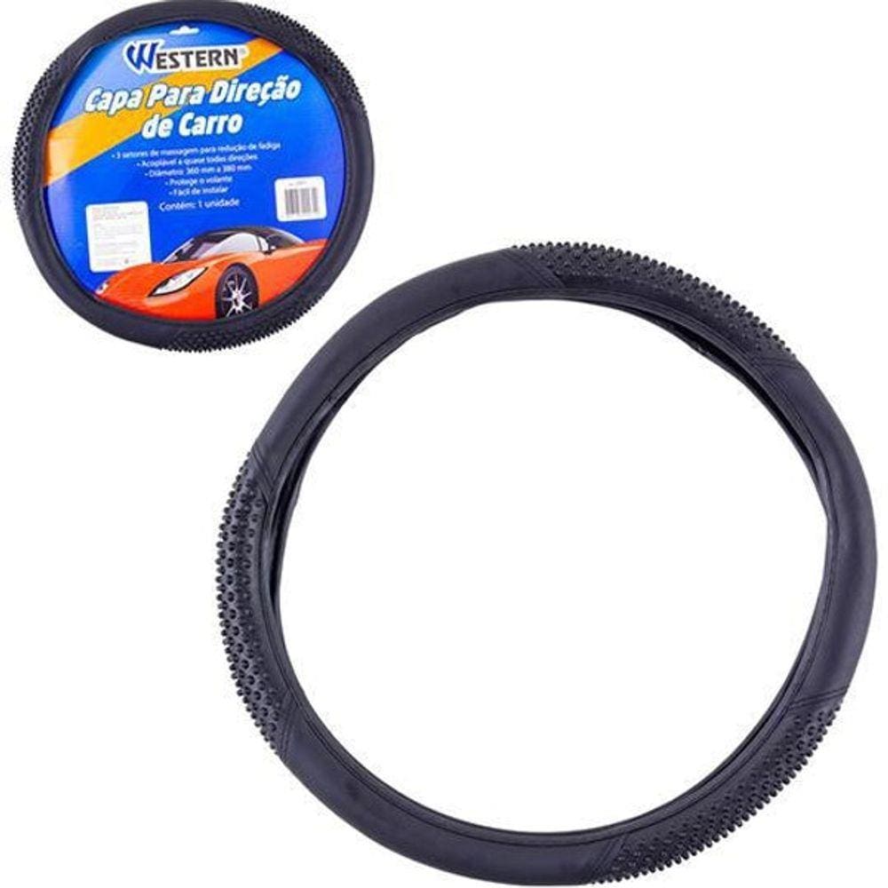 Capa Preta Para Volante De Carro 36 A 39Cm De