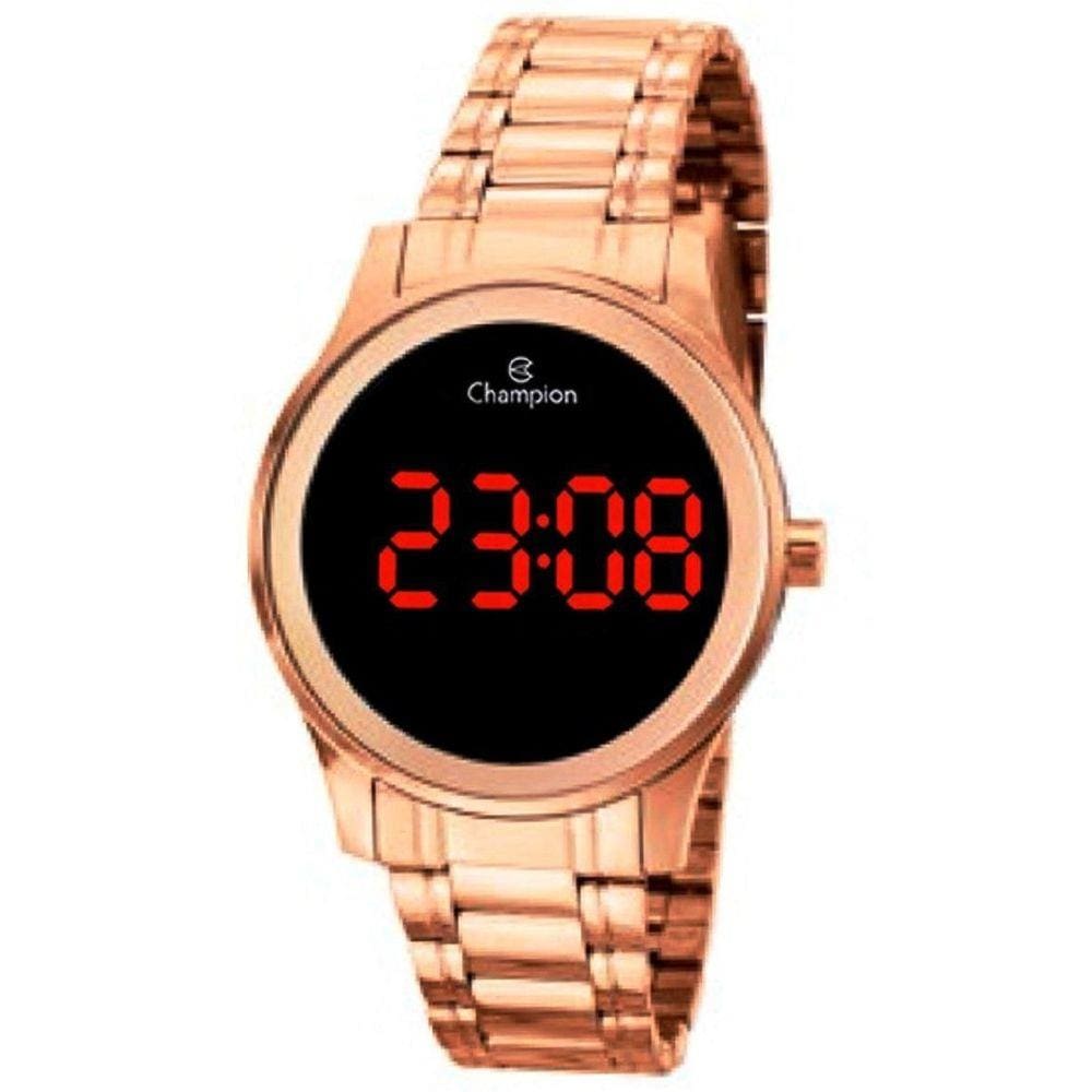 Relogio Champion Feminino Digital Led Dourado Ch48046Z