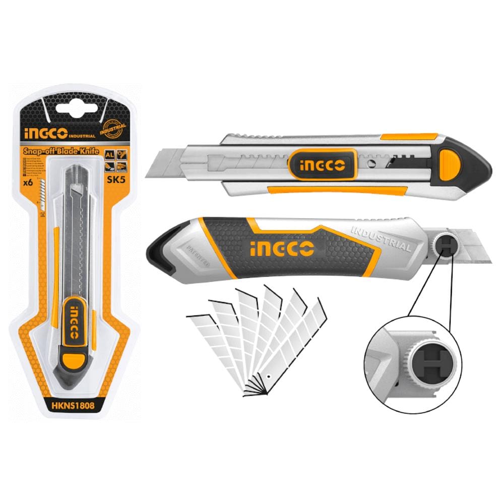 Estilete 18,0Mm Ingco Emborrachado C/ 6 Laminas