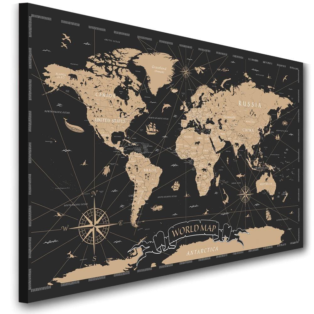 Tela Quadro Mapa Mundi Sala Escritorio