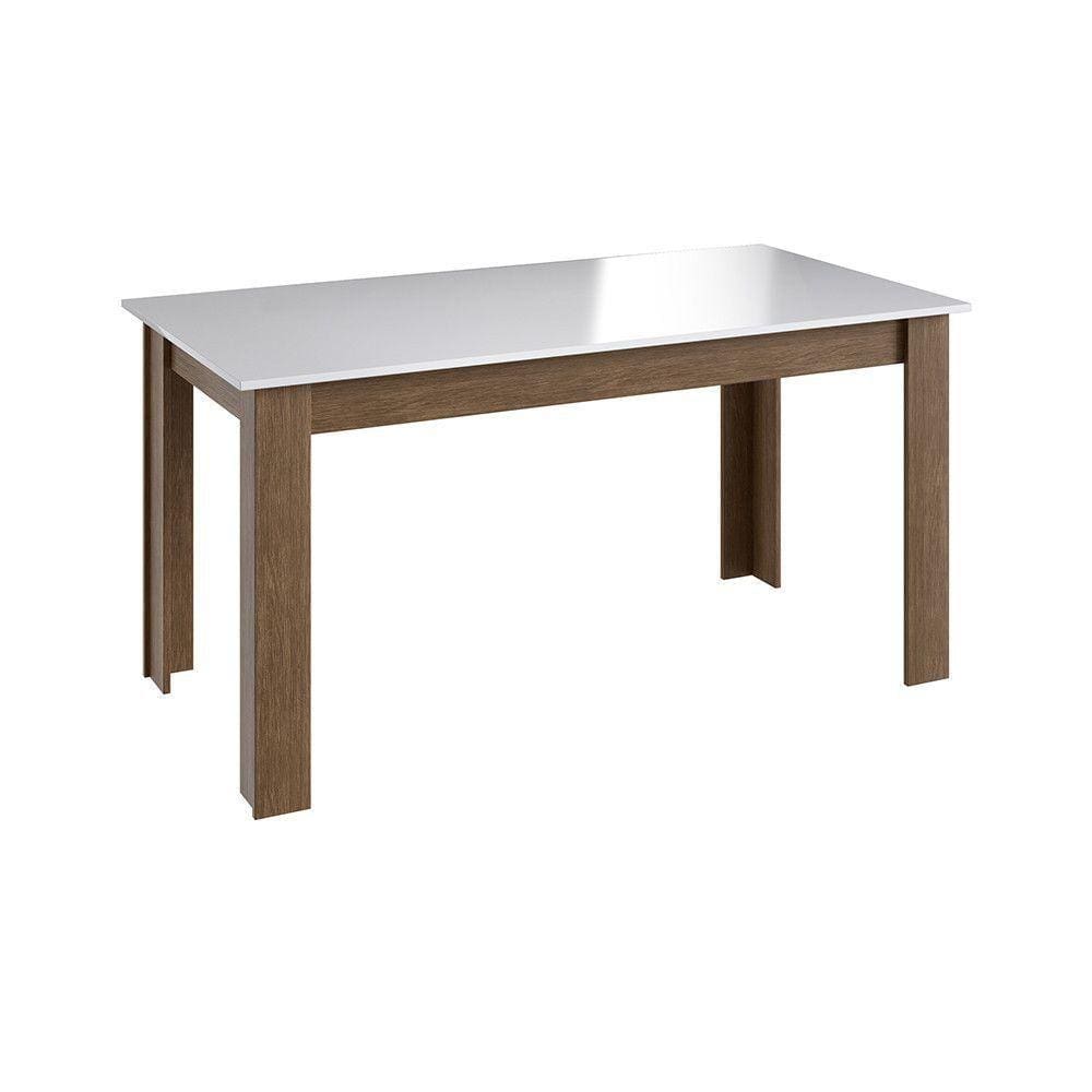Mesa Fixa Sala de Jantar com 4 Lugares Ameixa Negra Branco