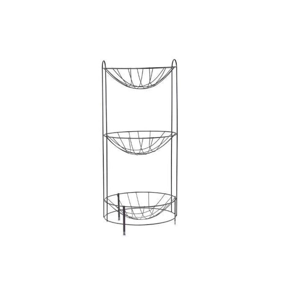Fruteira Tripla Black Em Aço - Arthi