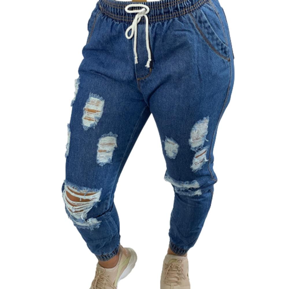Calça Jogger Feminina Cintura Alta Divine Jeans Verão C35