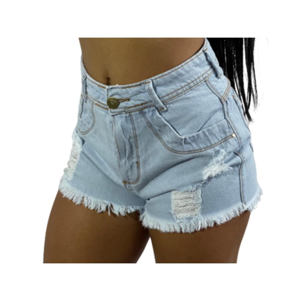 shorts jeans rasgado cintura alta