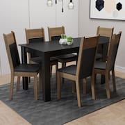 Mesa Tampo de Madeira com 6 Cadeiras Preto Rustic Preto