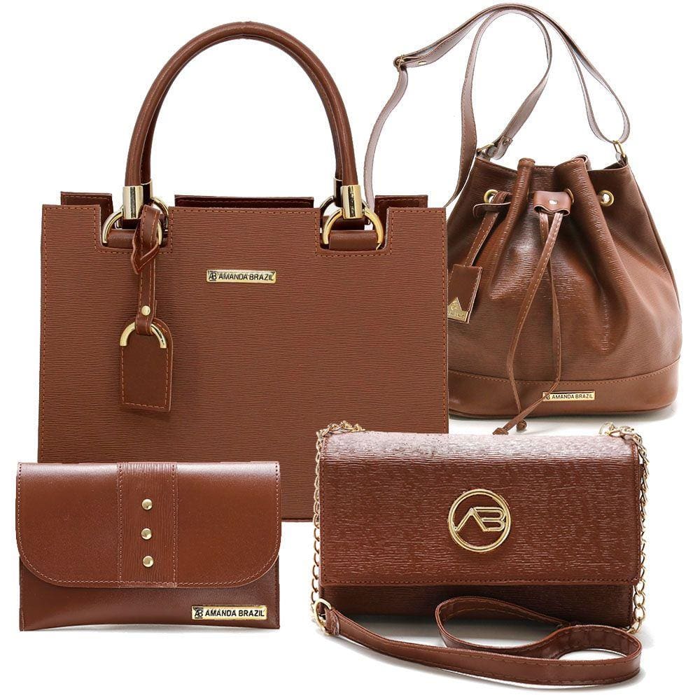 Kit Bolsas Femininas e Carteira AMANDA BRAZIL HANDBAG