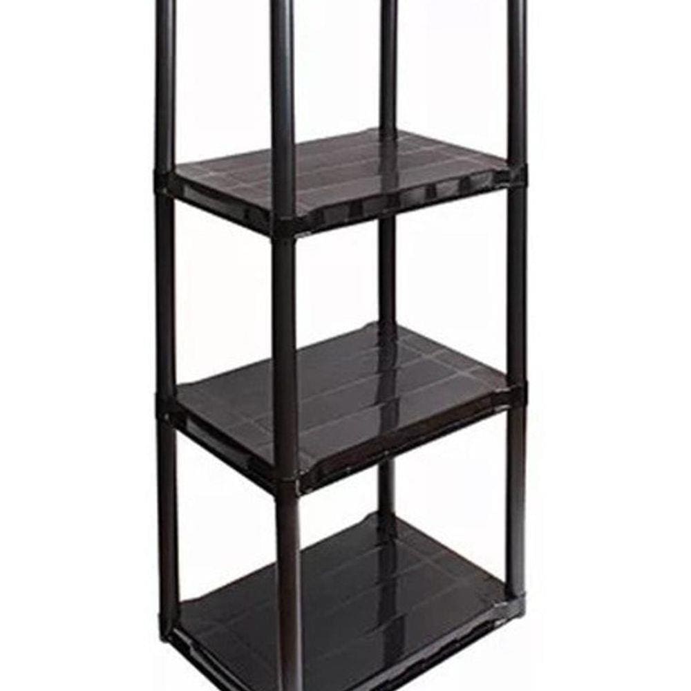 Estante Plástica Modular Preta 4 Prateleiras 38X53X122 Cm