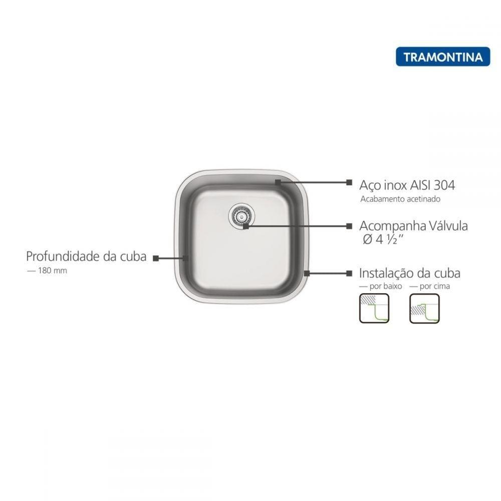 Cuba De Inox Retangular Aria Maxi 40x0cm Acetinado Tramontin