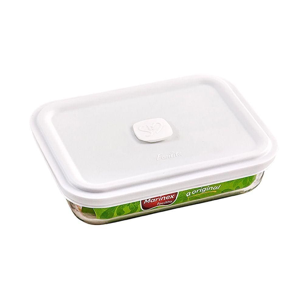 Pote Retangular Facilita 750ml com Tampa Branca - Marinex