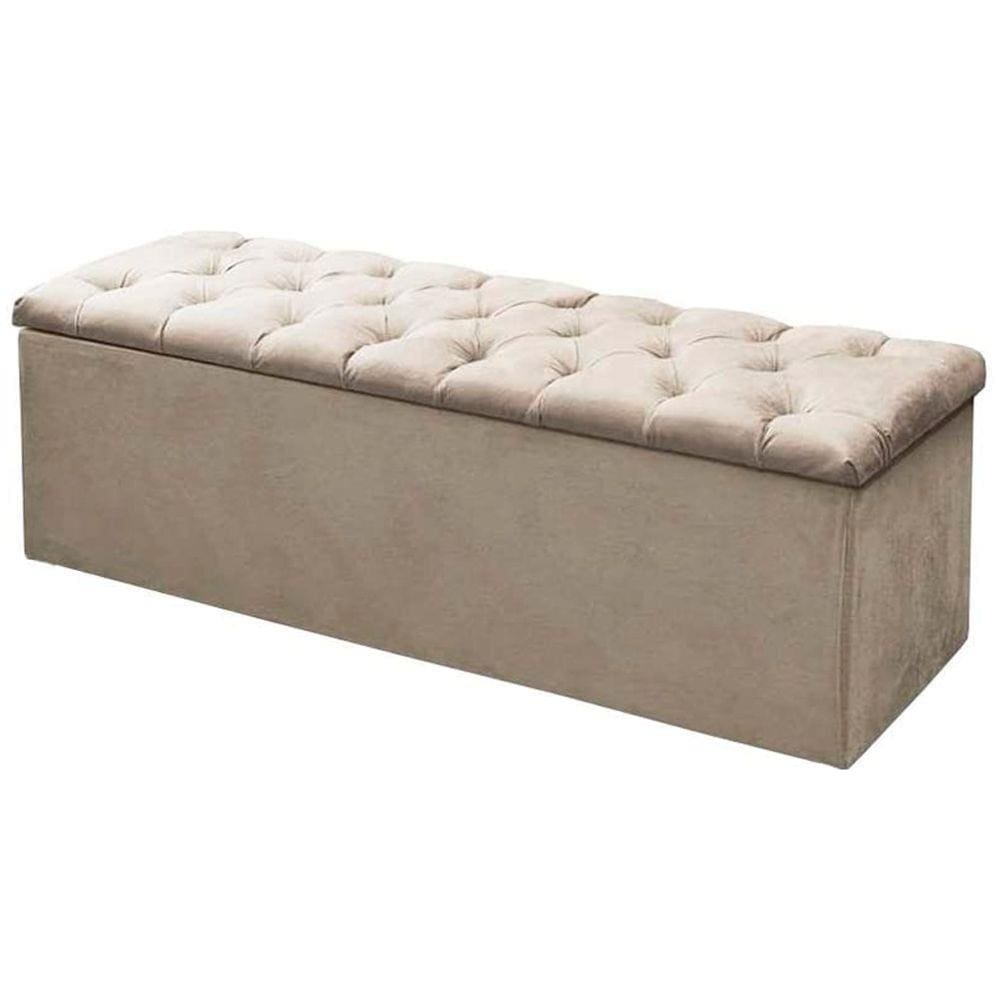 Recamier Baú Sofia 90 cm Cama Box Solteiro Quarto Decoração Montanaris Decor Suede Bege