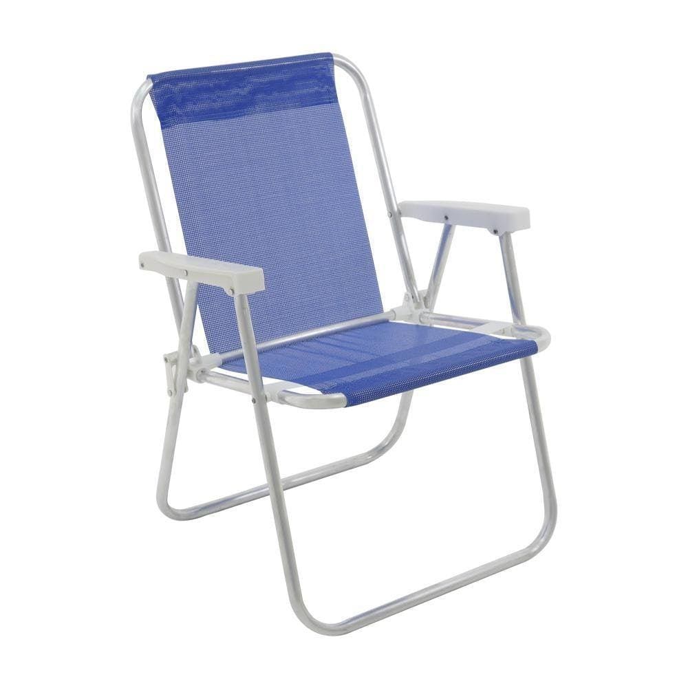 Cadeira Praia Alta Alumínio 110Kg Lazy Bel - Azul