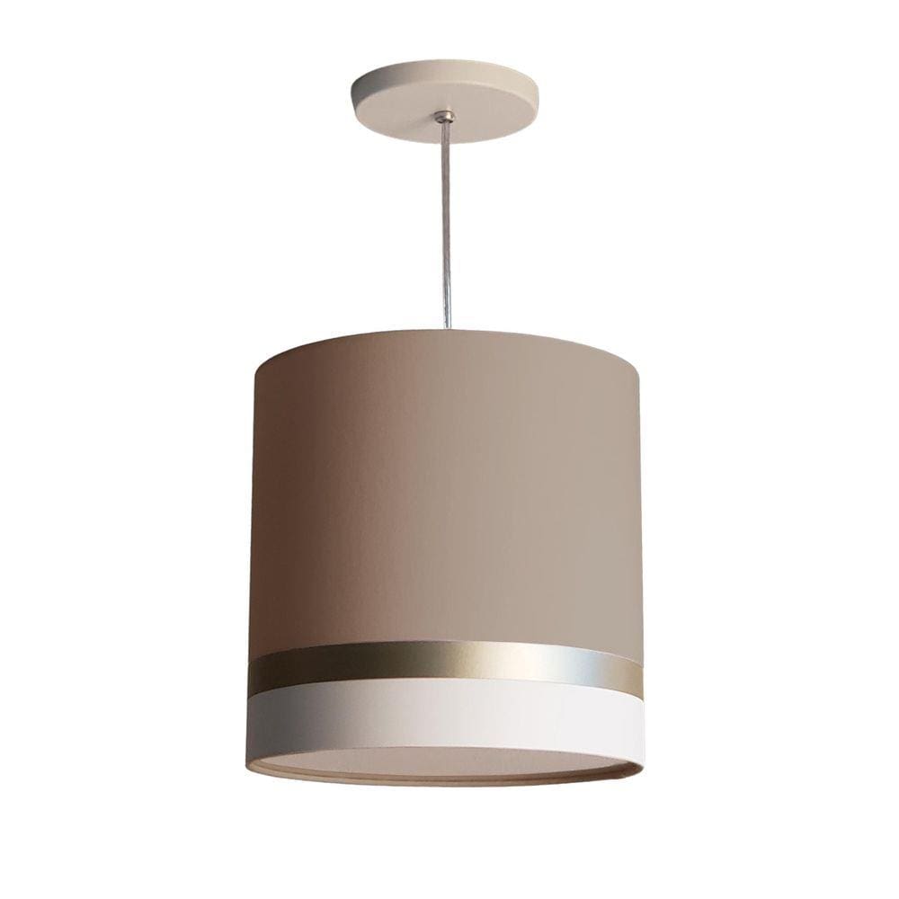 Lustre Pendente Faixas Bronze Cúpula Cáqui 25X25
