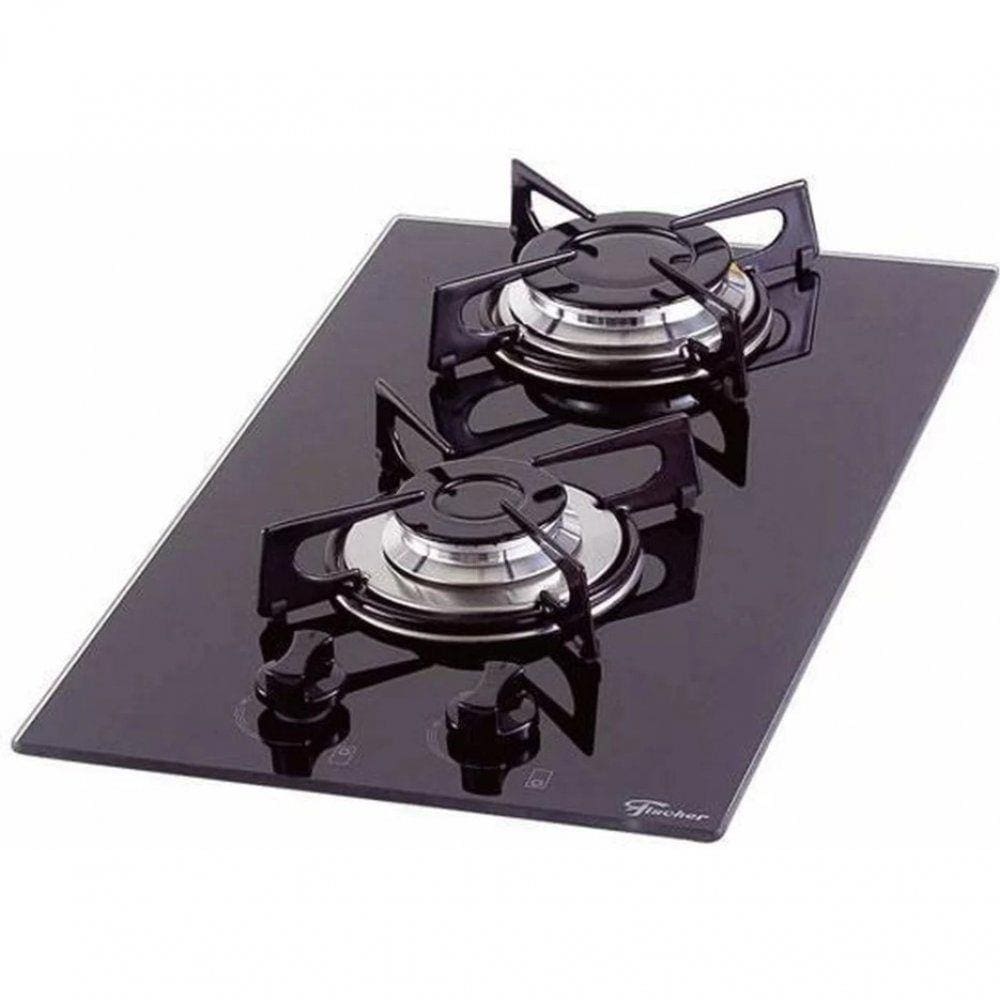 Cooktop Fischer 2 Bocas a Gás Mesa de Vidro Temperado 7726