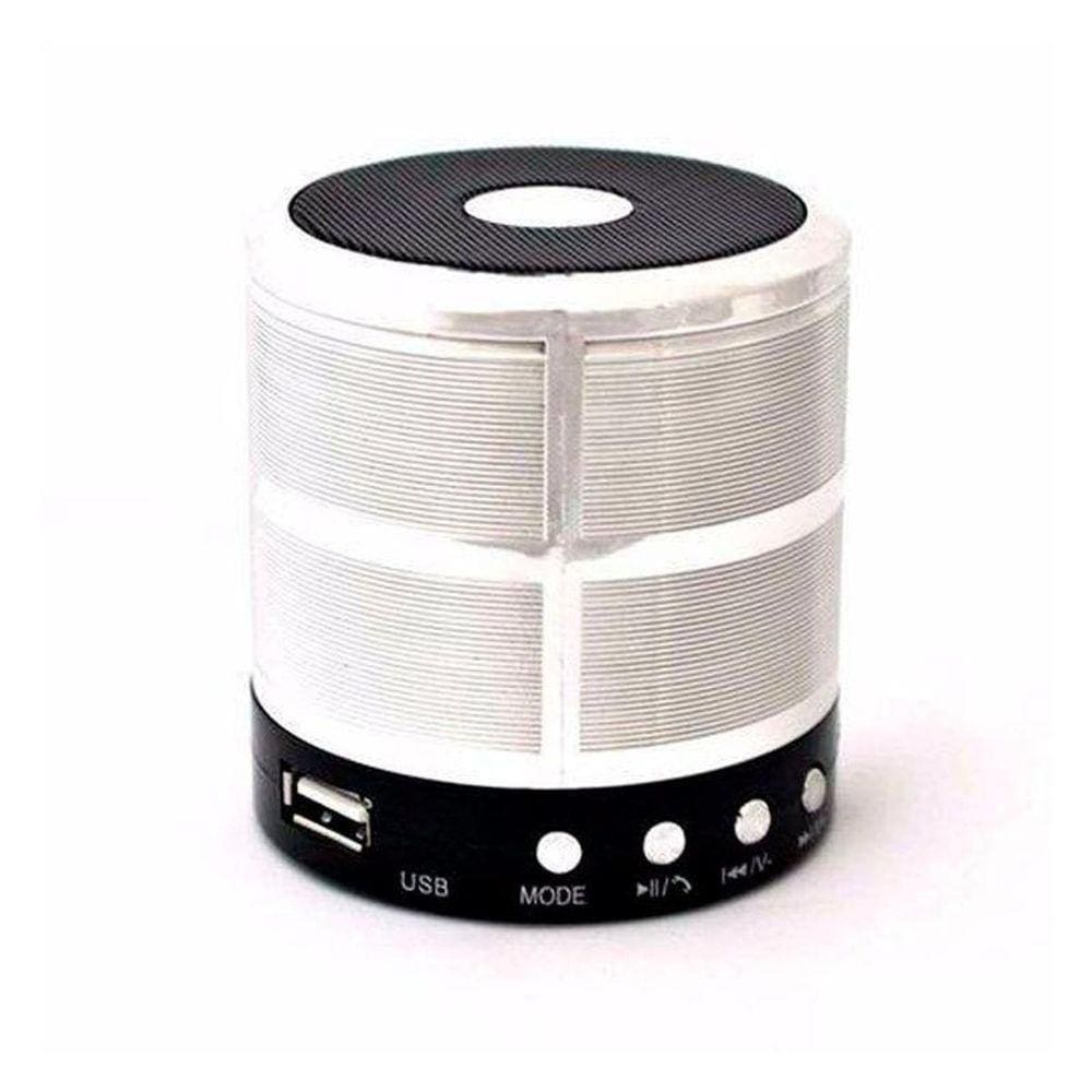 Mini Caixa De Som Portátil Speaker Ws-887 Prata