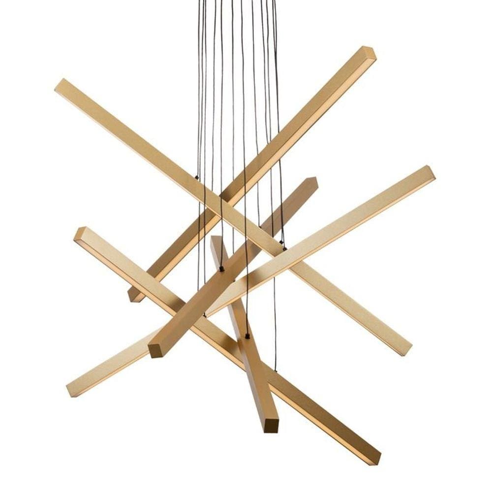 Lustre Pendente Newline Fit Led 716 Bivolt Dourado 3000K Luz Amarela