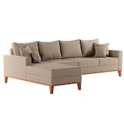 Sofá 4 Lugares Beny Com Chaise Esquerdo Linho Bege