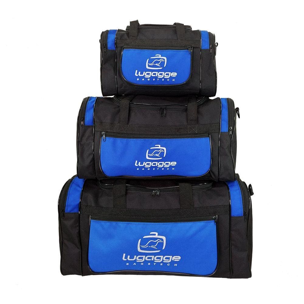 Kit 3 bolsa mala sacola viagem pequena media grande azul
