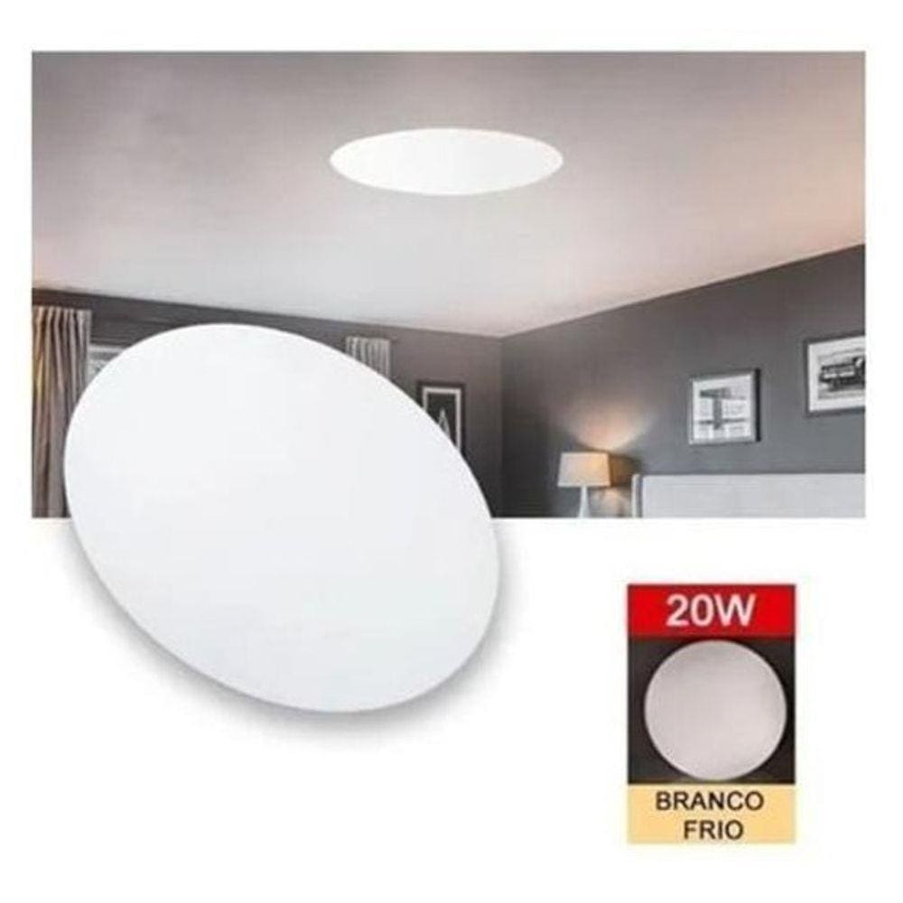 Kit 10 Plafon Led Luminaria 20W Sobrepor Redonda Branco Frio