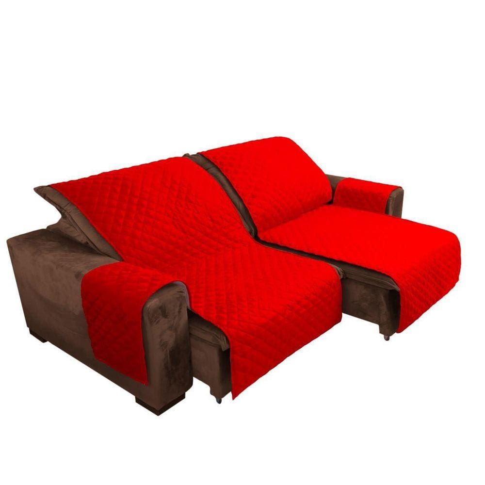Capa De Sofá 1,80M Retratil Reclinavel Vermelho Com Bolso 2L