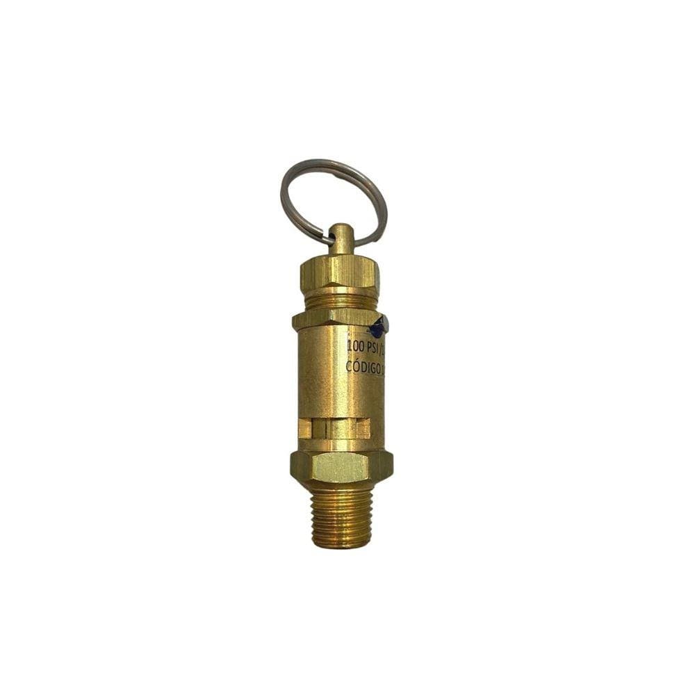 Válvula De Seguranca Em Latão, Rosca 1/4 Pol Bsp, Regulada Entre Estagio 90 A 100 Psi, Uso Em Compressor De Ar - At