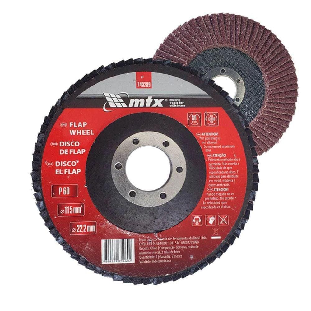 Disco de lixa de desbaste tipo flap 4.1/2" grão 60 740289 MTX