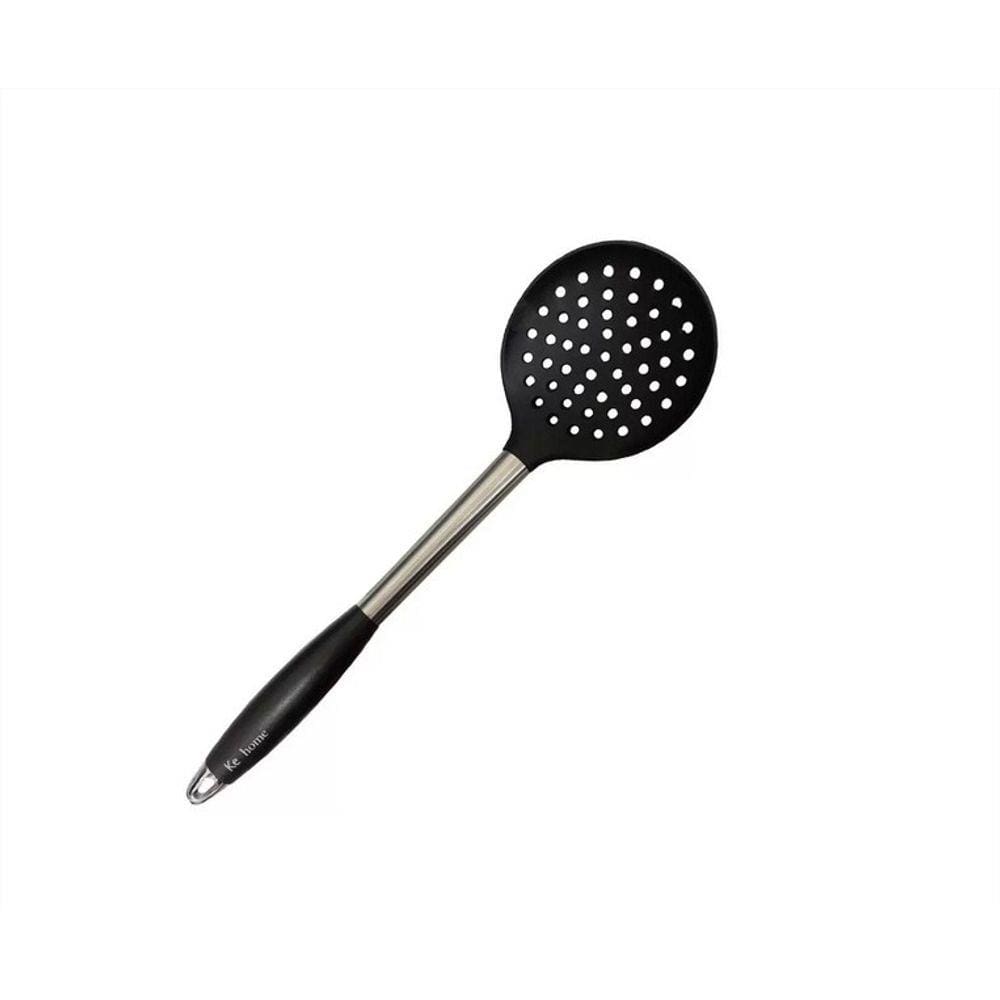 Escumadeira de Silicone Frituras Inox Ke Home Preta