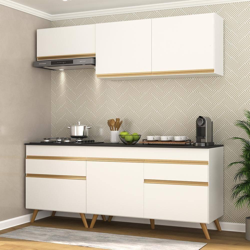 Cozinha Compacta 4 peças c/ Armário e Balcão MP3705 Veneza GW Multimóveis Branca